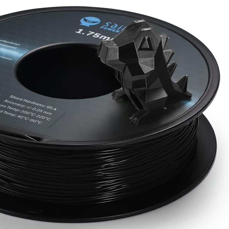SainSmart TPU Filament 1.75, Blck Flexible TPU 3D Printing Filament, 1.75 mm, 0.8 kg, Dimensional Accuracy +/- 0.05 mm - Image 3